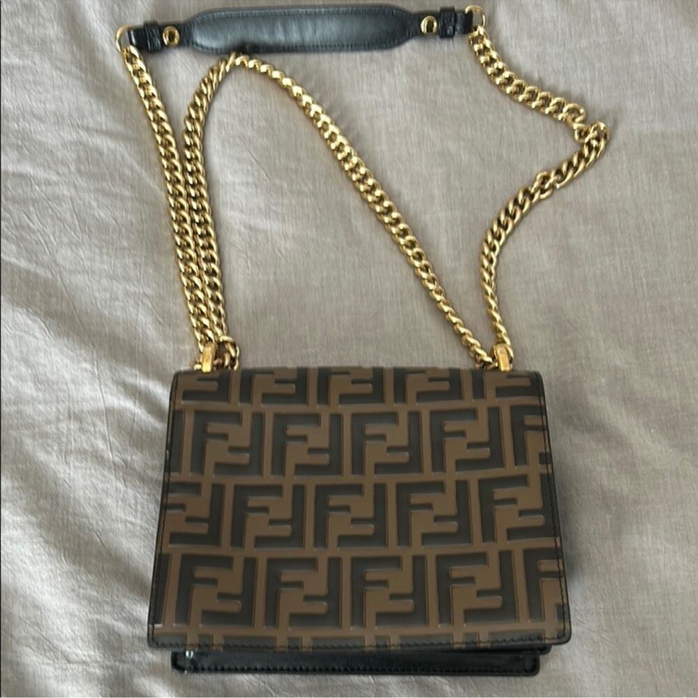 Fendi Small Kan U Ff Pattern Shoulder Bag In Brown chain strap - Picture 3 of 9